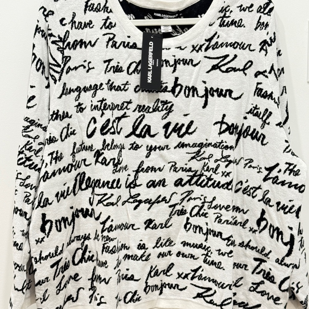 Karl Lagerfeld Black and White Graphic Sweater